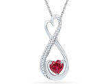 5/8 Carat (ctw) Lab-Created Ruby Infinity Heart Pendant Necklace in Sterling Silver